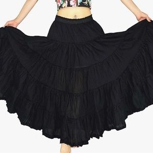 YSJERA Women's Cotton A Line Pleated Maxi Skirt Long Boho Dance Skirt S-L